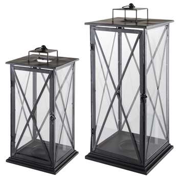 2 COMES metal lanterns H 57cm and H 68cm