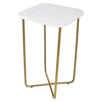 A by Amara - Cross Bottom Marble Table (H55 x W41 x D41cm)