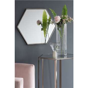 Alveare Brushed Chrome Wall Mirror (H43 x W50 x D1cm)