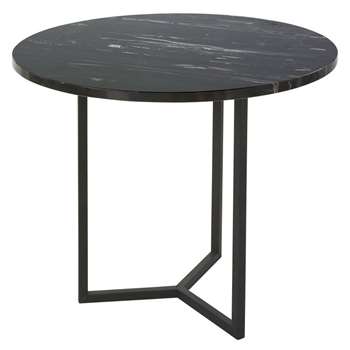 ANGELO Marble and Black Metal End Table (H56.5 x W50 x D50cm)