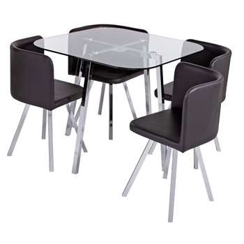 Argos Home Elsie Glass Dining Table and 4 Chairs - Black