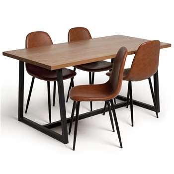 Argos Home Nomad Wood Dining Table & 4 Beni Tan Chairs