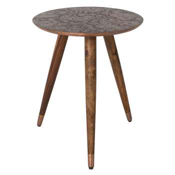 Bast Side Table in Embossed Copper Finish (50 x 40cm)