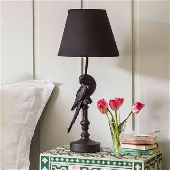 Black Parrot Lamp with Shade (H46 x W25 x D25cm)