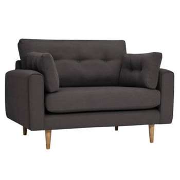 Brighton Charcoal Fabric Loveseat (H86 x W133 x D98cm)
