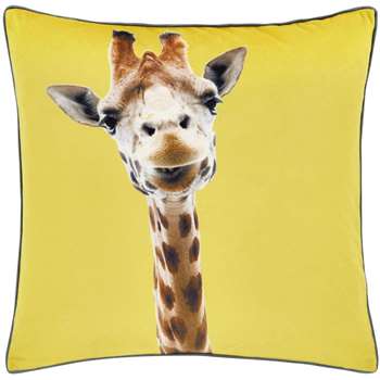 Catherine Lansfield Giraffe Cushion Cover, Yellow (H55 x W55cm)