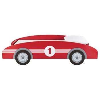 CIRCUIT Wooden 90 x 190cm child's car bed in red (Width 102cm)