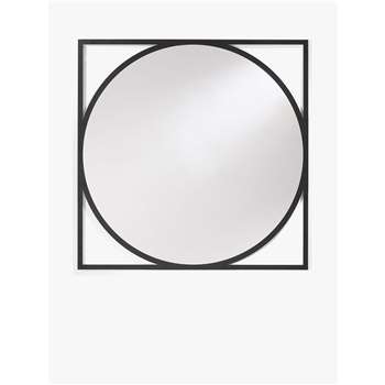 Deknudt Mirrors Circo Round Wall Mirror, Black (H90 x W90 x D2.5cm)