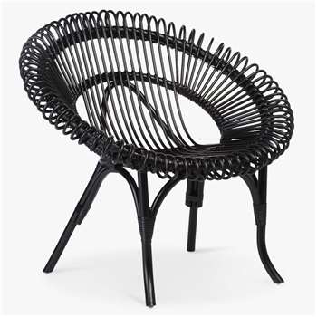 Desser Shanghai Rattan Lounge Chair, Black (H93 x W97 x D82cm)