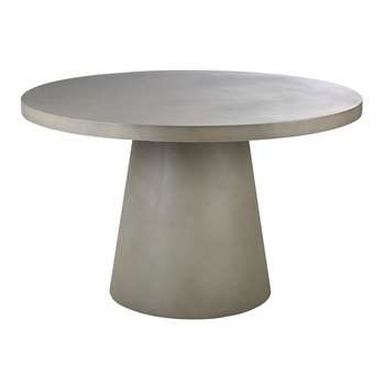 DOLMEN - Round Matte Concrete 5/6-Seater Garden Table (H75 x W120 x D120cm)