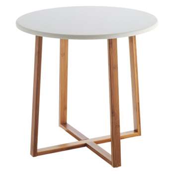 Drew Bamboo and white lacquer large side table, White (Diameter 49cm)