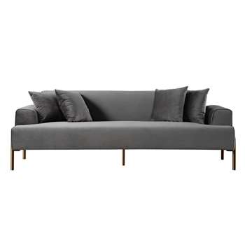 Duke Three Seat Sofa - Dove Grey - Brass finish Legs (H70 x W223 x D92cm)