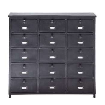 EDISON Metal Industrial Cabinet in Black (H88 x W88 x D32cm)
