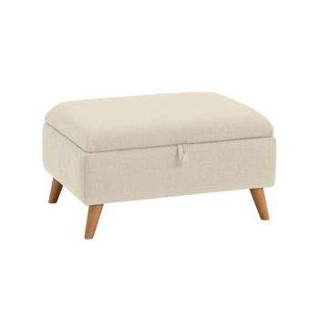 Evie Plain Ivory Fabric Storage Footstool (H42 x W84 x D63cm)