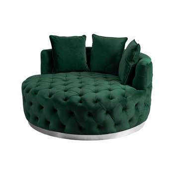 Frankfurt Loveseat - Bottle Green - Silver base (H73 x W147 x D147cm)