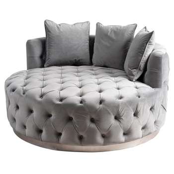 Frankfurt Loveseat - Dove Grey - Brushed Silver Base (H73 x W147 x D147cm)