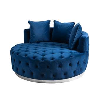 Frankfurt Loveseat - Navy Blue - Silver Base (H73 x W147 x D147cm)