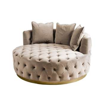 Frankfurt Loveseat - Taupe - Brass Base (H73 x W147 x D147cm)