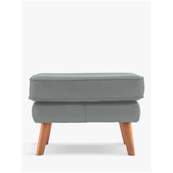 G Plan Vintage The Sixty Five Leather Footstool, Cambridge Grey (H44 x W63 x D50cm)