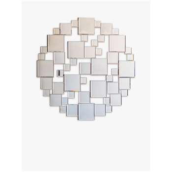 Gallery Direct Dawes Round Abstract Glass Mirror, Clear (H80 x W80 x D2cm)