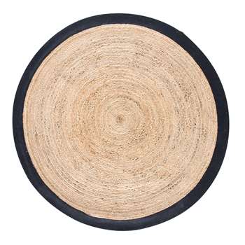 GAYA Round Woven Jute Mat with Black Border (Diameter 180cm)