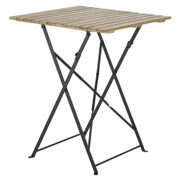 GUSTO - Professional Black Metal and Acacia Garden Table (H73 x W60 x D60cm)