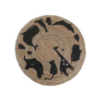 Habitat Kids Animal Abstract Jute Circle Rug - Natural (H100 x W100cm)