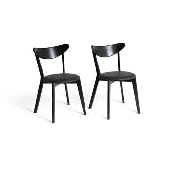 Habitat Sophie Pair of Faux Leather Dining Chair - Black (H79 x W54 x D44cm)