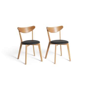 Habitat Sophie Pair of Faux Leather Dining Chair - Oak (H79 x W54 x D44cm)