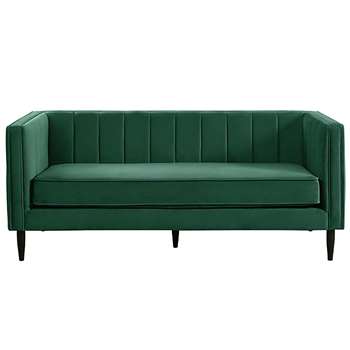 Habitat Vanessa 3 Seater Velvet Sofa - Green (H72 x W174 x D78cm)