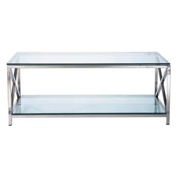 HELSINKI Glass and metal coffee table (42 x 110cm)