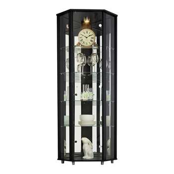 HOME Corner Glass Display Cabinet - Black 172 x 71cm