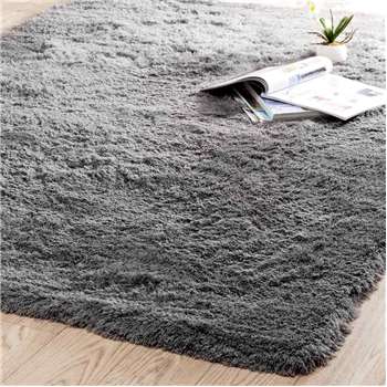 INUIT fabric long pile rug in grey (140 x 200cm)