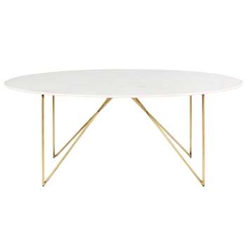 IZMIR Gold Iron and White Marble 4-6 Seater Dining Table (H75 x W200 x D120cm)