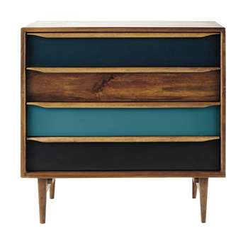 JANEIRO Stained mango wood vintage chest of drawers (83 x 86cm)