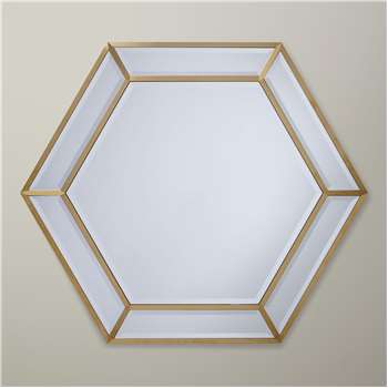 John Lewis Deco Hexagon Mirror, Gold (89 x 103cm)