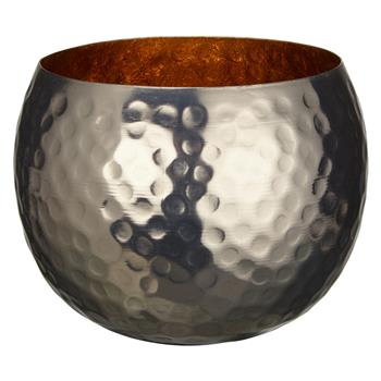 John Lewis & Partners Hammered Tealight Holder, Nickel (H7.7 x W10 x D10cm)