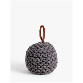 John Lewis & Partners Modern Country Chunky Knit Doorstop, Grey (H17 x W17 x D17cm)