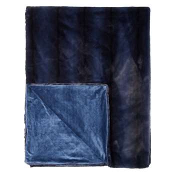 John Lewis & Partners Premium Faux Fur Throw, Navy (H150 x W200cm)