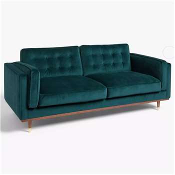 John Lewis & Partners + Swoon Lyon Large 3 Seater Sofa, Wildwood Green Velvet (H86 x W211 x D89cm)