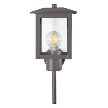 John Lewis Stowe Coach Lantern Outdoor Wall Light, Grey (37 x 16cm)