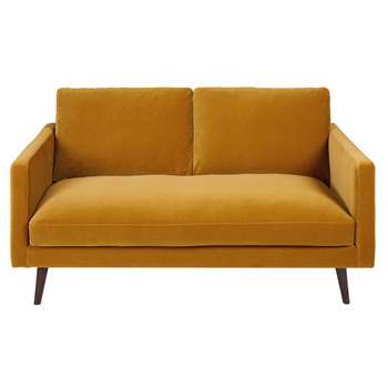 KANT Mustard Yellow 2-Seater Velvet Sofa (H86 x W165 x D95cm)