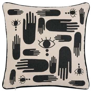 KENTRA - Beige and Black Linen Cushion Cover (H40 x W40cm)