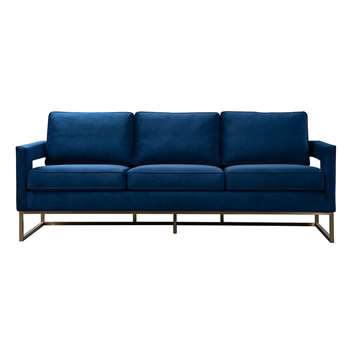 Kenza Three Seat Sofa – Blue (H95 x W220 x D75cm)