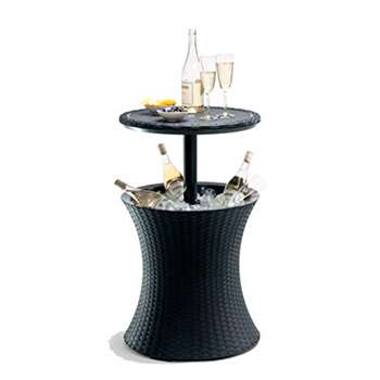 Keter Pacific Rattan Style Outdoor Cool Bar Ice Cooler Table Garden Furniture - Anthracite (H82.5 x W49.5 x D49.5cm)