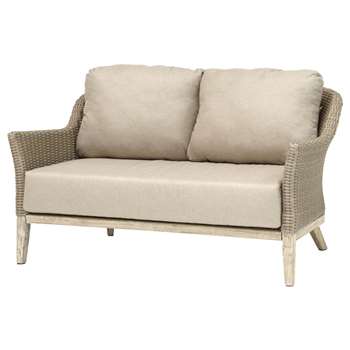 KETTLER Cora Lounging 2 Seater Sofa, FSC-Certified (Acacia), Smoke White (H80 x W92 x D148cm)