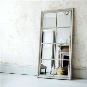 Large Taupe Window Pane Mirror (H154 x W74cm)