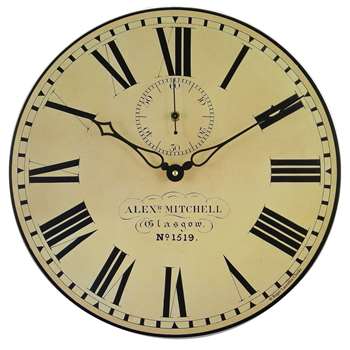 Lascelles Glasgow Station Wall Clock, Cream (H36 x W36 x D3.5cm)