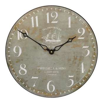 Lascelles Tea Clipper Ship Wall Clock, Grey (H36 x W36 x D3.5cm)