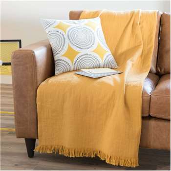 LOUISE yellow cotton throw (130 x 170cm)